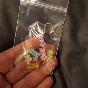 Glitter Easter Bunny Dangle Earrings Colorful